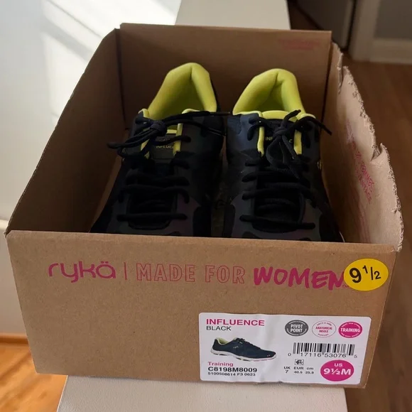 Brand new”RYKA influence”sneakers for women.Size-9,5,color-black/lemon/white.🖤💚🤍 - Picture 9 of 12